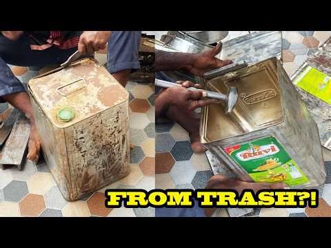 Don’t Throw Oil Cans! 😱 Turn Them Into Smart Kitchen Storage (DIY Hack)