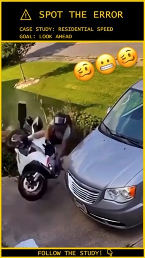 Human.Error.Study on Instagram: "ANALYSIS: He Missed the Turn. The Minivan Caught Him. ⚠️ Video Credit: Viral / DM for Credit Case File: 245-TARGET-FIXATION Subject: Speeding Motorcyclist Object: Parked Silver Minivan Status: Walking (Adrenaline) / Internal Damage Likely The Tactical Failure: The Cornering Deficit: The rider enters the frame carrying far too much speed for a residential neighborhood. Physics dictates that as speed increases, the turning radius must widen. He ran out of road befo