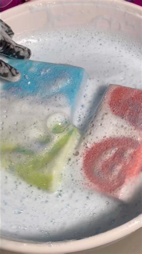 Asmr ASMR soap bubbles detergent dish sponge 🧽 🫧 🔵