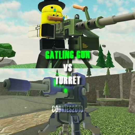 GATLING GUN VS TURRET IN TDS!