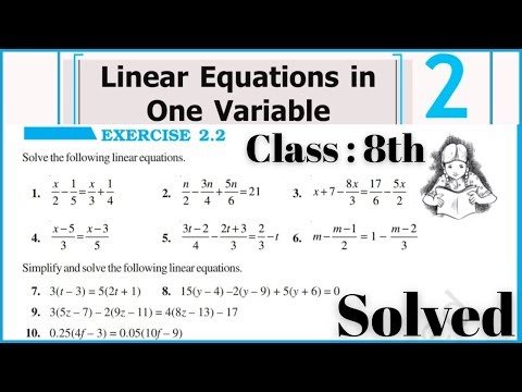 Class 8th Maths | Exercise 2.2 (Solutions)|Chapter 2 | Linear Equations in One Variable | New NCERT