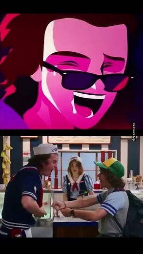 stranger things vs animated stranger things 4 | Steve and Dustin reunite in Starcourt mall