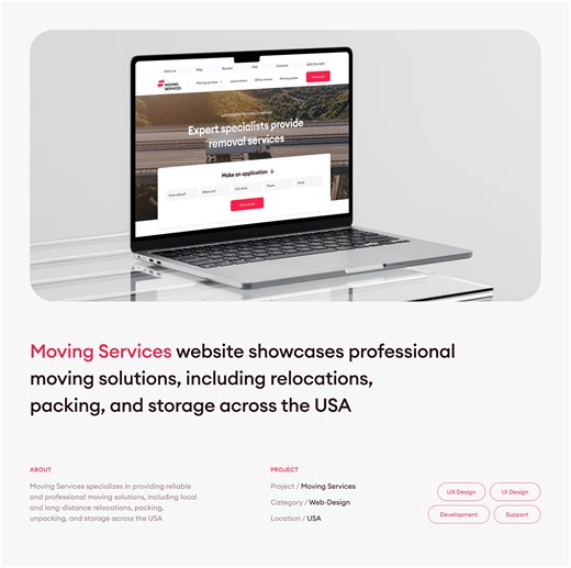 UX and UI design website moving service company
