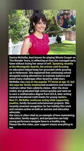 Child actor success education celebrity interview | Wonder Years Winnie Cooper actress update