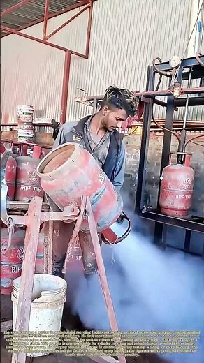 Purging the Tanks: How a Worker Safely Releases Residual Gas from Recycled LPG Cylinders