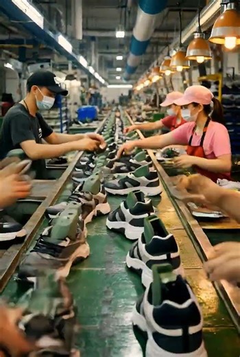Inside Sneaker Shoes making production line.