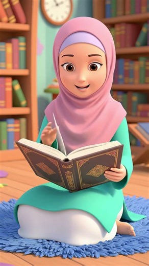 make video on Cartoon Islamic lady reading Islamic book