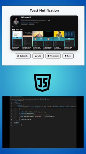 Toast Notification | UI in 30 Seconds E30 | HTML CSS JS Tutorial #shorts