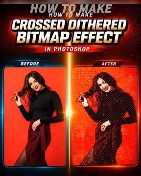 Create a Cross Dithered Bitmap Effect #GraphicDesign #PhotoEditing #BitmapEffect #DitherEffect