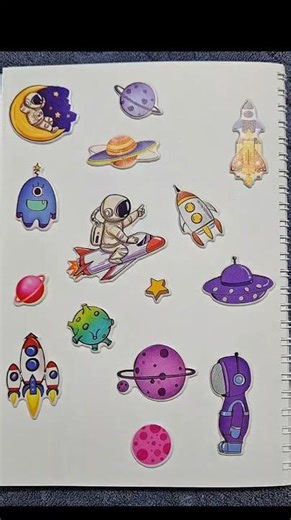 Out of This World Sticker Collection | Cosmic Fun with Space-Themed Stickers 🚀🌟 #diy #sticker #fyp