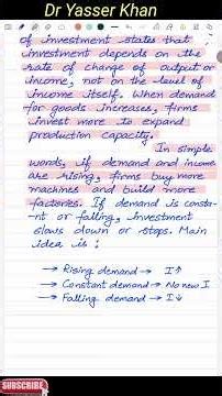 Accelerator Theory Of Investment | Acceleration Principle | Investment | Economics | Macroeconomics