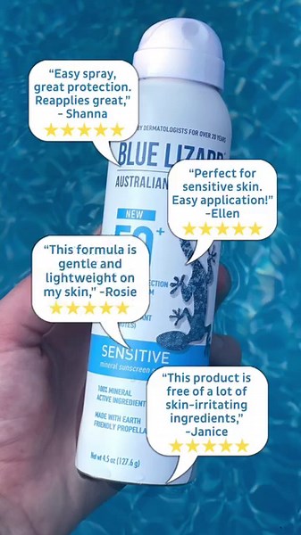 What are @Walmart shoppers saying about our Sensitive Mineral Sunscreen Spray? 🤔 Shop today at a Walmart near you 💙 #BlueLizardSPF #WalmartFinds #SunSafety #SunscreenReviews | Blue Lizard Sunscreen