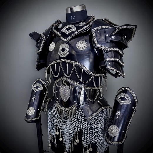 Ensemble d'armure de chevalier en acier noir fait main | Armure médiévale avec cotte de mailles - Etsy France