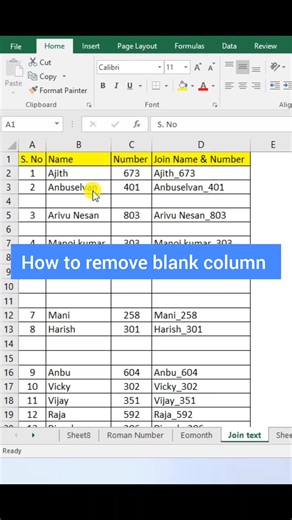 2.1K views · 16 reactions | how to remove blank column in Excel tips Excel #shortsfeed #exceltricks #techtips #tipsandtricks #exceltutorial #shortcut #office365 #computertipsandtricks #excel #exceltips #exceltipsandtricks #excelhacks #excelmagic #exceladvance #excelskills #shorts #trandingshorts ‎ @topfans Tech Whiz Ajith | Tech Whiz Ajith | Facebook