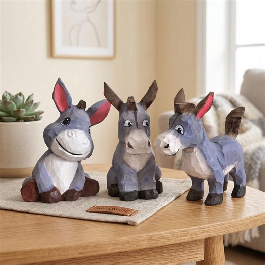 Nordic Hand Carved Style Wood Donkey Statue - Minimalist Animal Sculpture - Rustic Desk Decor - Etsy