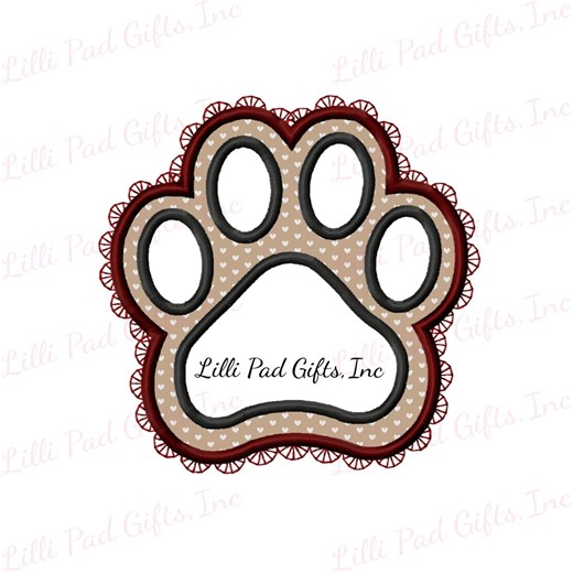 Paw Print Lace Trim Applique - Machine Embroidery Design - 8 Sizes Instant Download Embroidery Double Lace Outline Applique Paw Print - Etsy