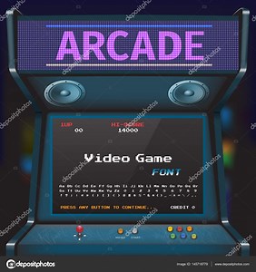 Arkade Video spil Font. 8 bit skrifttype. Arcade Retro Machine.