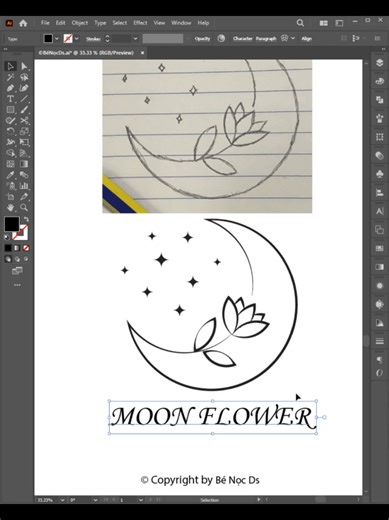 Transforming a Sketch into a Vector Logo: Moon Flower