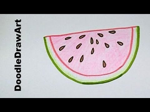 Drawing: How To Draw a Watermelon - Easy step by step drawing lesson