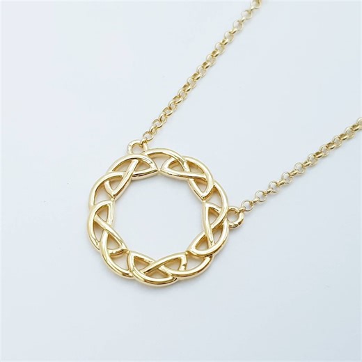 Sterling Silver Celtic Knot Pendant, Gold Round Celtic Necklace Made in Ireland With Angel Wing Chain - Etsy Ireland