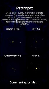 Animation of Orbital Mechanics - Gemini 3 Pro vs GPT-5.2 vs Claude Opus 4.5 vs Grok 4.1 #ai #science