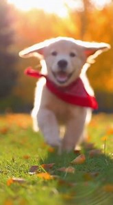 Cute dog running toward camera in slow motion