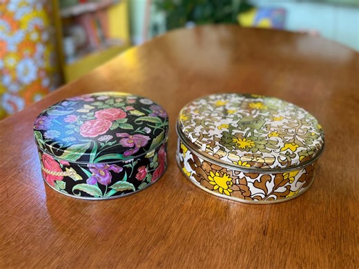 Vintage Floral Tin Canisters - Etsy