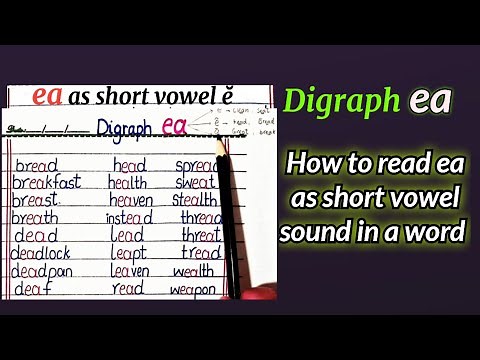 Digraphs ea. ea as short vowel sound. English spelling rules