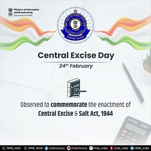 67 reactions · 3 comments | #CentralExciseDay: ️24 February Celebrated to make citizens of India aware of the significance of Excise & Customs Duty Highlights the essential role played by the Central Excise Department in the industrial development of the country Central Board of Indirect Taxes and Customs Nirmala Sitharaman Ministry of Finance, Government of India | Ministry of Information & Broadcasting, Government of India | Facebook