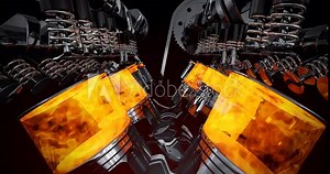 After refueling, the V8 Car Engine Revs to Life. Industry And Technology Related 3D Animation.