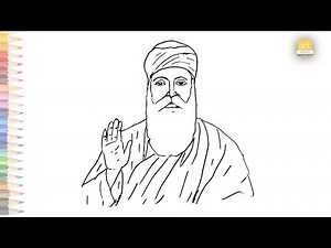 Guru Nanak outline drawing very easy | How to draw Guru Nanak face step by step