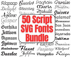 50 Script SVG Fonts Bundle: Heart, Canva, Procreate (digital Fonts) - Etsy