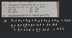 The sum of 31 terms of AP a_{1} a_{2} a_{3} \ldots a_{11} is. a... | Filo