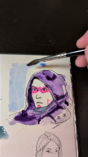character 10 minute doodles in watercolor