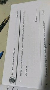 Name the instrument used to measure angles of elevation and dep... | Filo