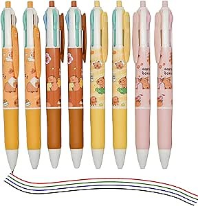Multicolor Ballpoint Pens 4-in-1 Pens 4 Colors Retractable Pen Capybara Pens 12 Pieces For School Home Office Stationery