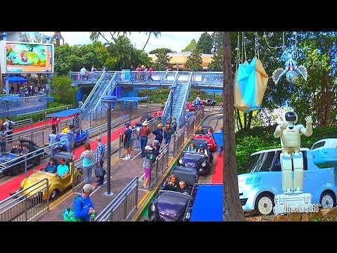 [4K] Autopia Ride with New ASIMO Robots and Scenes Added - Disneyland 2017