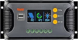 PowMr 30A Solar Charge Controller 12V 24V 36V 48V, Solar Controller/ Regulator Parameter Adjustable w/ LCD Display USB Port Work with Sealed, LiFePO4, Gel, Flooded and Lithium Battery