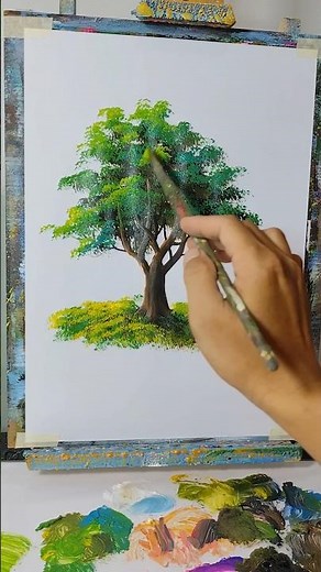 Easy Green Tree Painting Tutorial for Absolute Beginners