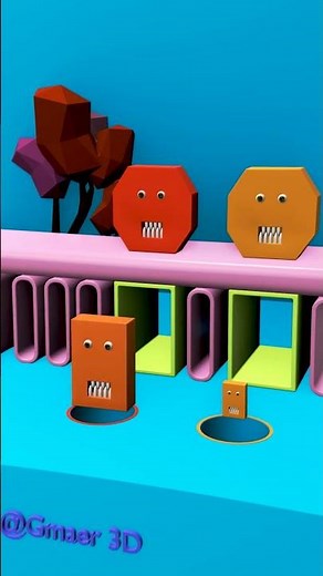 Cute Block Monster in a Magical 3D World ✨ Satisfying Animation #Shorts