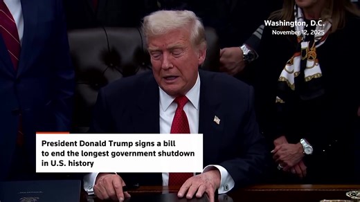 44K views · 1.2K reactions | President Trump signed legislation ending the longest government shutdown in US history, after the House of Representatives voted to restart disrupted food assistance, pay federal workers and revive a hobbled air-traffic control system https://reut.rs/47OHCSI | Reuters | Facebook