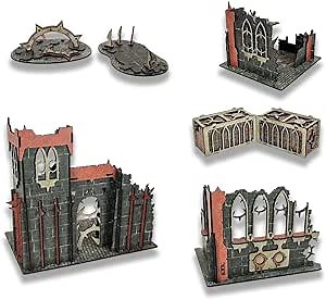 FLG Full Color Tabletop Gaming Terrain: Urban Corruption Complete Set Red