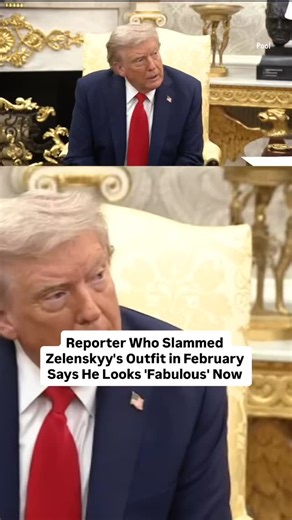 White House pool reporter Brian Glenn, who attacked Zelenskyy in February for not wearing a suit, raised his hand during Monday’s press conference and complimented the Ukrainian president’s new outfit. Read more in our bio link. | People