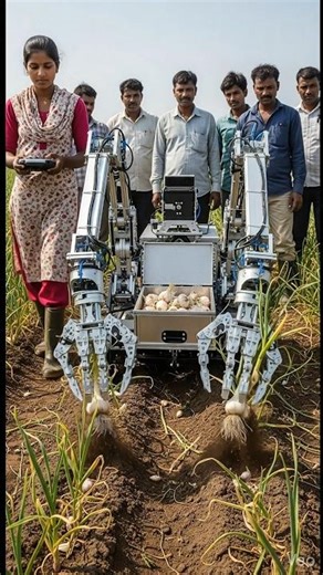 AI Robot Harvests Garlic Fast | Automatic Garlic Farming Technology | #farming #short