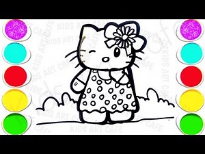 How to Draw and Paint a Hello kitty - Easy Drawing and Coloring for Kids