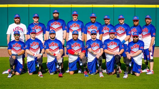 USA Patriots Amputee Softball Team playing at Smokies Stadium on May 7