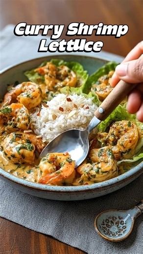 Coconut Curry Shrimp Lettuce Wraps with Rice If you love bold flavors, creamy sauces, and juicy shrimp that melt in your mouth… this Coconut Curry Shrimp is about to become your new obsession. 🍤🥥 It’s light but satisfying. Comforting but fresh. Fancy enough for guests, easy enough for weeknight dinner. And the best part? It comes together in under 30 minutes! Save this recipe because once you try it, you’ll be making it again and again. 📝 Ingredients For the Shrimp: 1 lb (450g) large shrimp, 