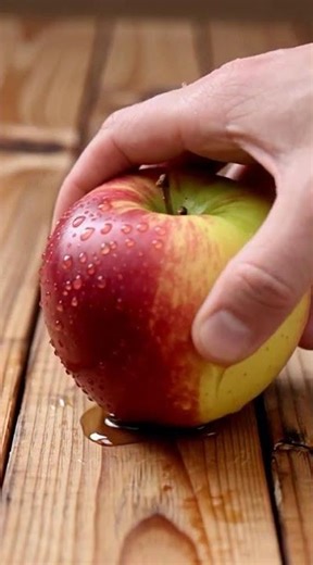 AI ASMR: Dew-kissed Fuji apple being slowly crunched and juiced