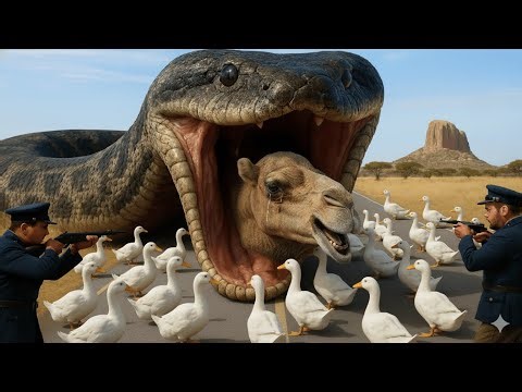 Heroic Rescue Team Saves Innocent Camel and ducks from Giant Python Attack🐍