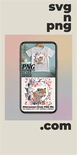 Leopard and Blossom PNG file for Sublimation | Shop-Ready Digital File